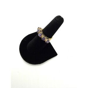 NWT Gold Tone Amethyst Bead Stackable Ring - Purple